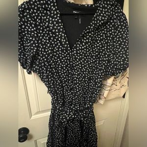 DKNY black short flower dress
